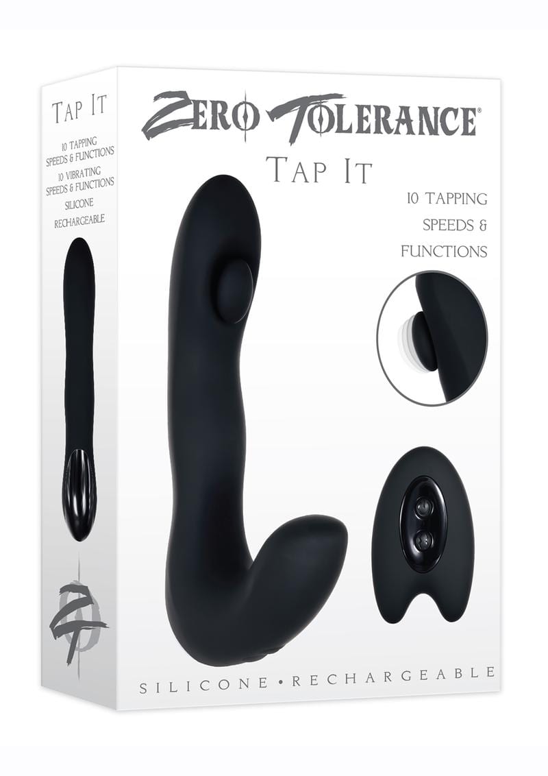 Zero Tolerance Tap It Silicone Rechargeable Prostate Massager WIth Remote Control - Black