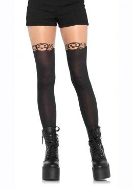 Leg Avenue Spandex Monkey Business Opaque Pantyhose With Curvy Tail - O/S - Black