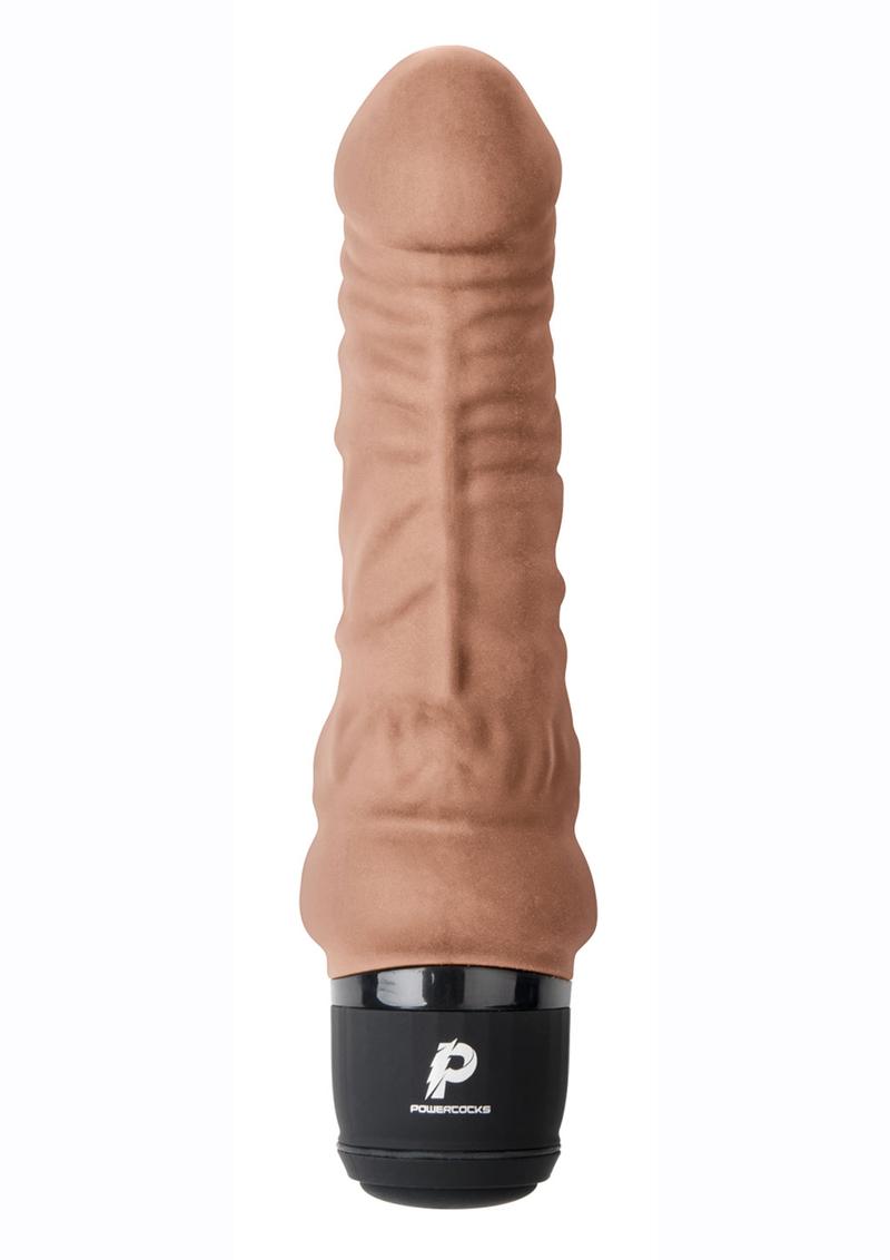 Powercocks Silicone Rechargeable Realistic Vibrator 6in - Mocha