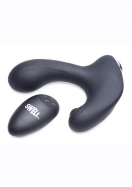 Swell 10X Inflatable andamp; Tapping Rechargeable Silicone Prostate Vibrator With Remote Control - Black