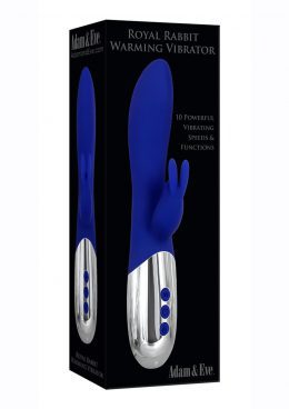 Adam andamp; Eve Royal Rabbit Silicone Rechargeable Warming Vibrator - Blue/Silver