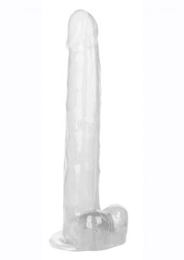 Size Queen Dildo With Balls 12in - Clear