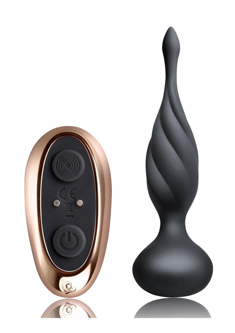 Discover Rechargeable Silicone Anal Vibrator with Remote Control - Black/Rose Gold