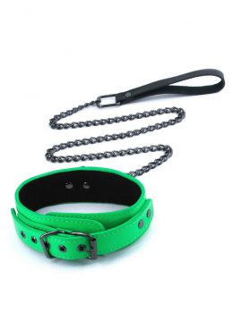 Electra Play Things PU Leather Collar andamp; Leash - Green