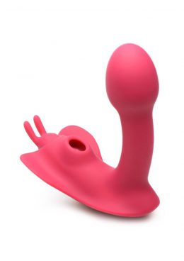 Shegasm Butterfy Tease Rechargeable Silicone 10X Clitoral Suction Stimulator with Remote Control - Pink