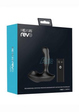 Nexus Revo Air Rechargeable Silicone Suction andamp; Rotating Prostate Massager with Remote Control - Black