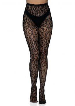 Leg Avenue Leopard Net Tights - O/S - Black