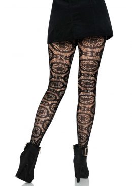 Leg Avenue Boho Crochet Net Tights - O/S - Black