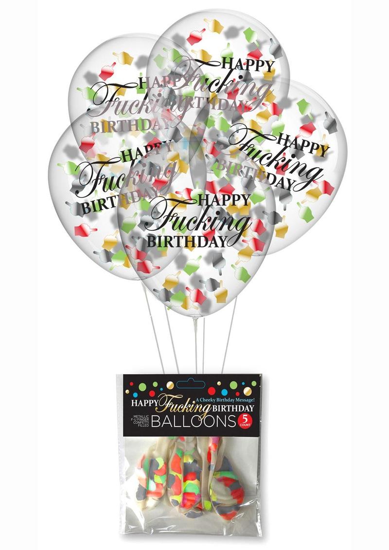 Happy F`n Birthday Confetti Balloons (5 per Pack) - Multicolor