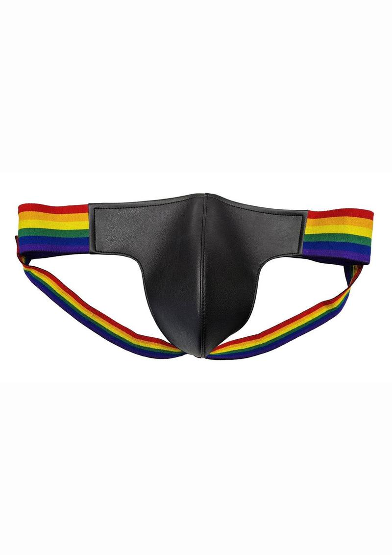 Rouge Leather Jock with Pride Stripes - Large - Multicolors