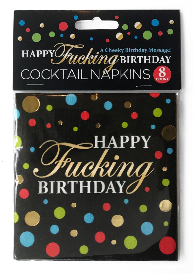 Happy F`n Birthday Napkins (8 per Pack) - Multicolor