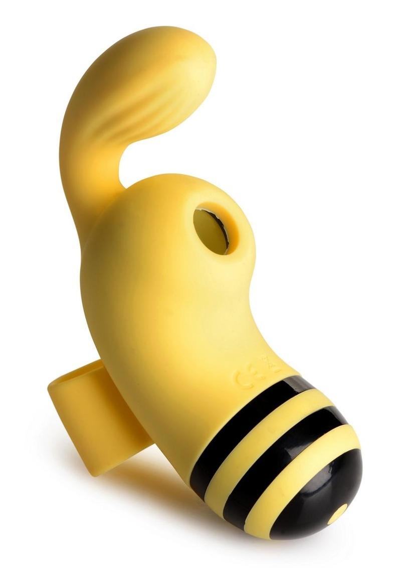 Shegasm Sucky Bee Rechargeable Silicone Clitroal Stimulating Finger Vibe - Black/Yellow