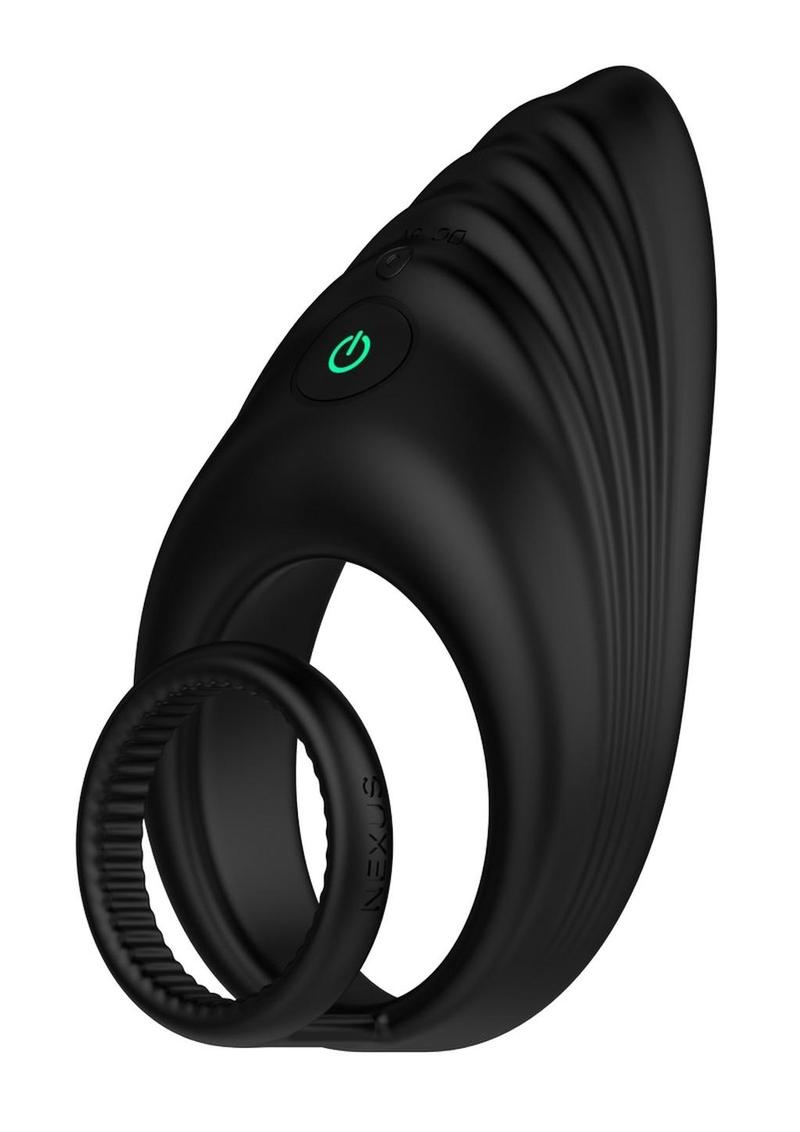 Nexus Enhance Rechargeable Silicone Vibrating Cock and Ball Ring - Black