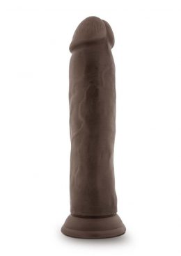 Dr. Skin Plus Thick Posable Dildo with Balls and Suction Cup 9in - Chocolate