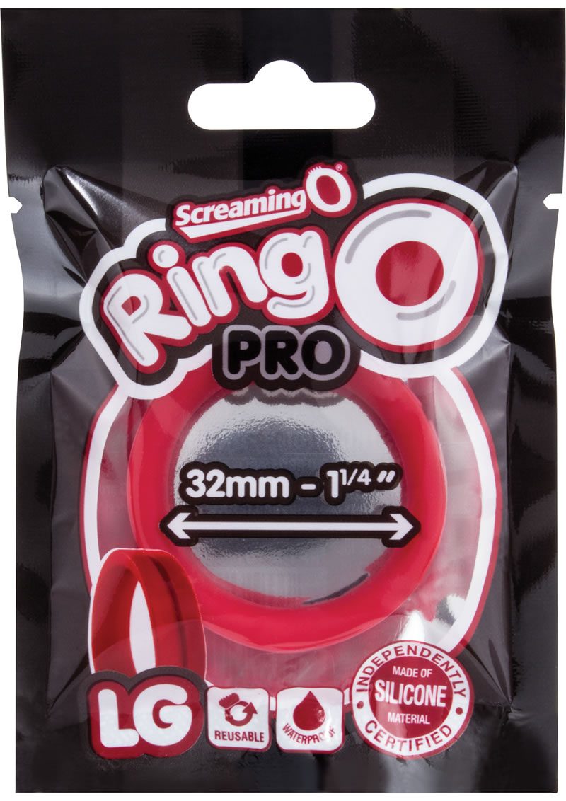RingO Pro Large Silicone Cock Rings Waterproof - Red (12 each per box)