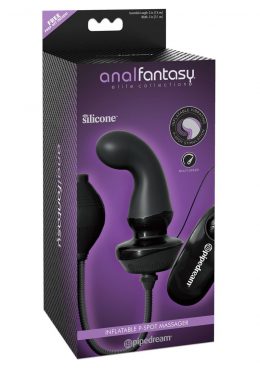 Anal Fantasy Elite Inflatable Silicone P-Spot Massager 4.9in - Black