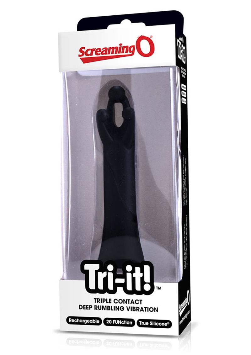 Tri It Silicone USB Rechargeable Clitoral Stimulation Vibrator Waterproof Black