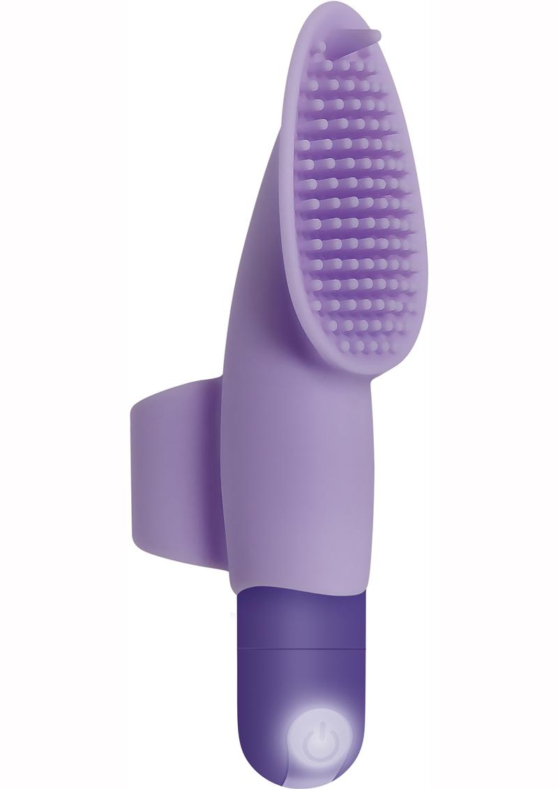 Fingerific Rechargeable Silicone Finger Bullet Vibrator with Clitoral Stimulator - Purple