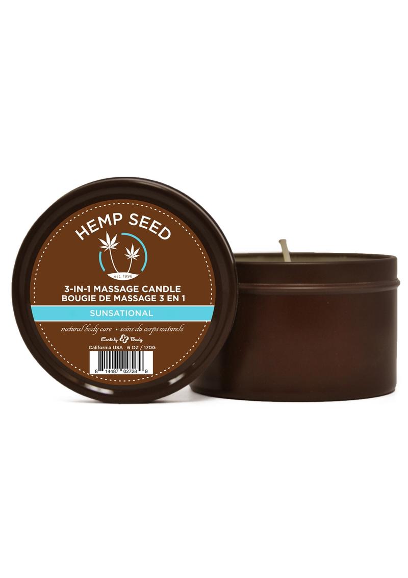 Earthly Body Hemp Seed 3 In 1 Massage Candle - Sunsational 6oz