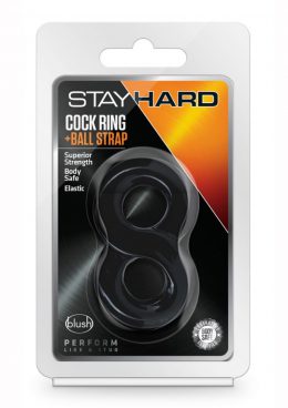 Stay Hard Cock Ring and Ball Strap - Black
