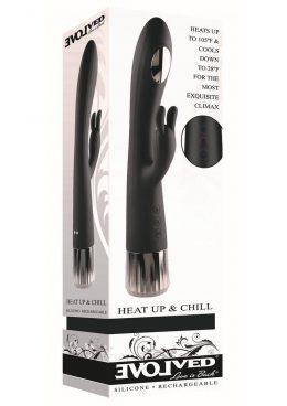 Heat Up andamp; Chill Rechargeable Silicone Heating and Cooling G-Spot Dual Stim Vibrator - Black