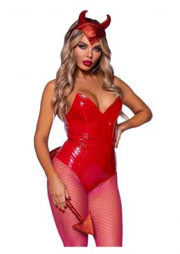 Leg Avenue Glitter Devil Kit (2 Piece) - O/S - Red
