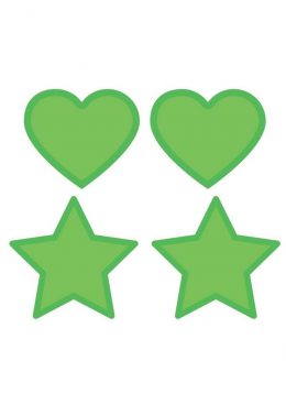 Peekaboo Glow In The Dark Hearts andamp; Stars Pasties - Green