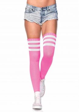 Leg Avenue Athlete Thigh Hi with 3 Stripe Top - O/S - Pink