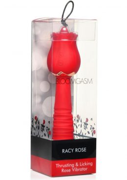 Inmi Bloomgasm Racy Rose Thrusting andamp; Licking Rose Rechargeable Silicone Vibrator - Red