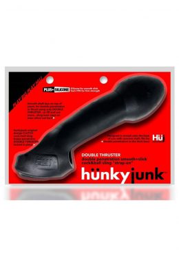 Hunkyjunk Double Thruster Textured Double Penetrator Sling - Tar Ice Black