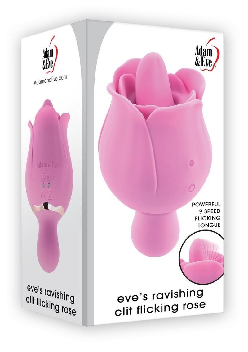 Adam and Eve`s Ravishing Clit Flicking Rose Rechargeable Silicone Clitoral Stimulator - Pink