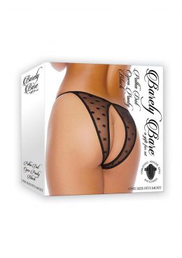 Barely Bare Polka Dot Open Panty - O/S - Black