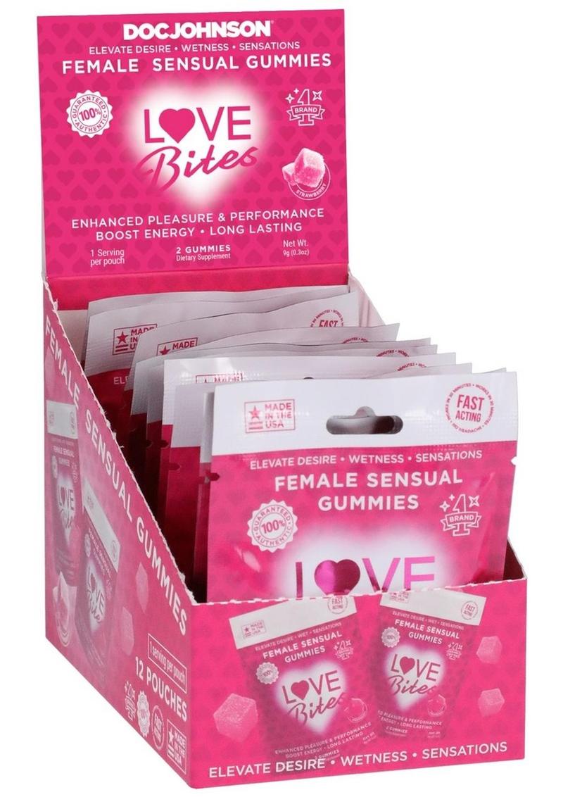 Love Bites Female Sensual Gummies 2 Count Pack (12 Packs per Box) - Strawberry