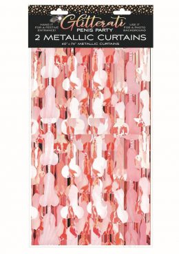 Glitterati Penis Foil Curtains (2 Piece Set) - Rose Gold/Black