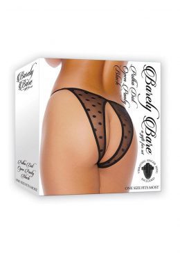 Barely Bare Polka Dot Open Panty - O/S - Black