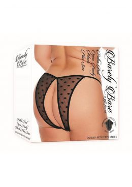 Barely Bare Polka Dot Open Panty - Plus Size - Black
