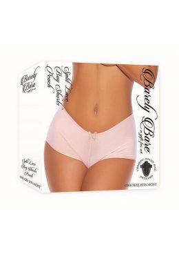 Barely Bare Split Lace Boy Shorts - O/S - Peach