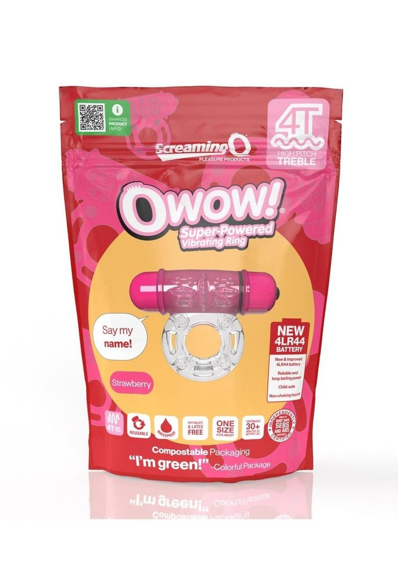 Screaming O 4T O Wow Vibrating Ring - Strawberry