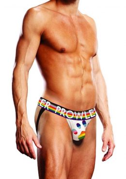 Prowler White Oversized Paw Jock - Large - White/Rainbow