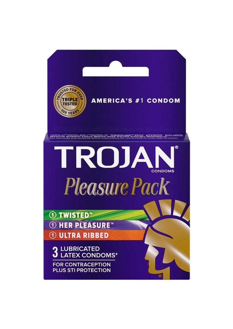 Trojan Pleasure Pack Lubricated Latex Condoms 3-Pack