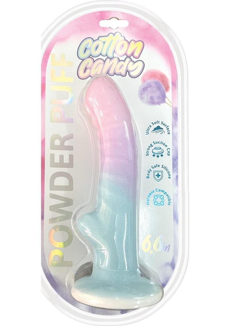 Cotton Candy Powder Puff Mini Silicone Dildo - Multi-Color