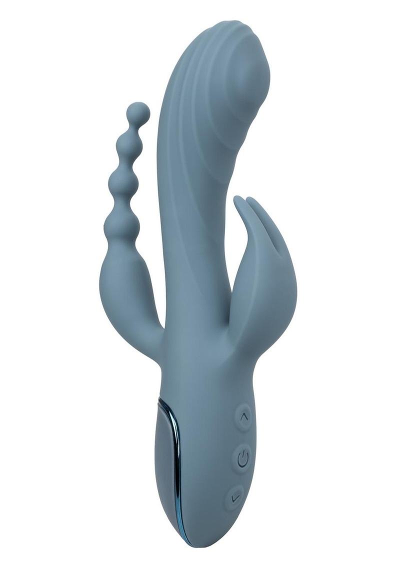III Triple Ecstasy Rechargeable Silicone Stimulating Massager - Blue