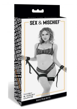 Sex and Mischief Thigh andamp; Wrist Cuffs - Black