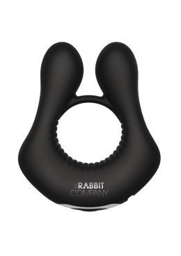 The Deluxe Rabbit Ring Rechargeable Silicone Couples Ring - Black