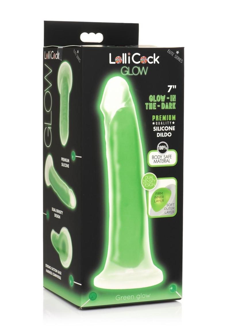 Lollicock Glow in the Dark Silicone Dildo 7in - Green