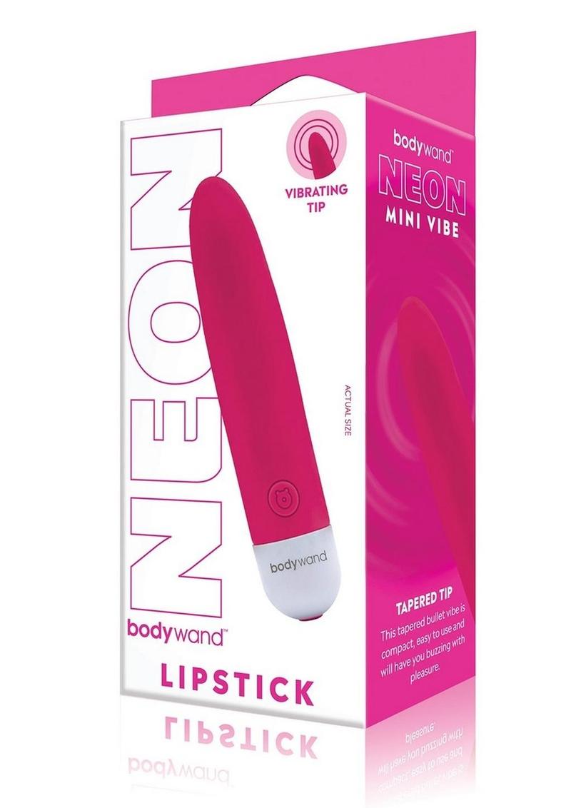 Bodywand Mini Lipstick Rechargeable Silicone Vibrator - Neon Pink