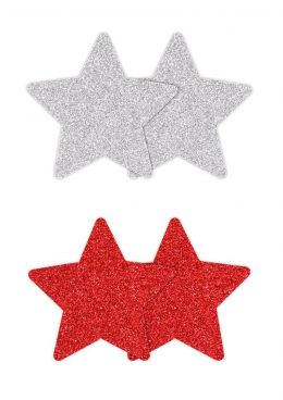 Pretty Pasties Glitter Stars - Red/Silver