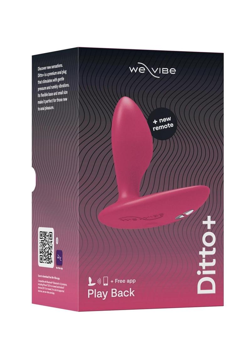 We-Vibe Ditto+ App Compatible Vibrating Rechargeable Silicone Butt Plug with Remote Control - Cosmic Pink