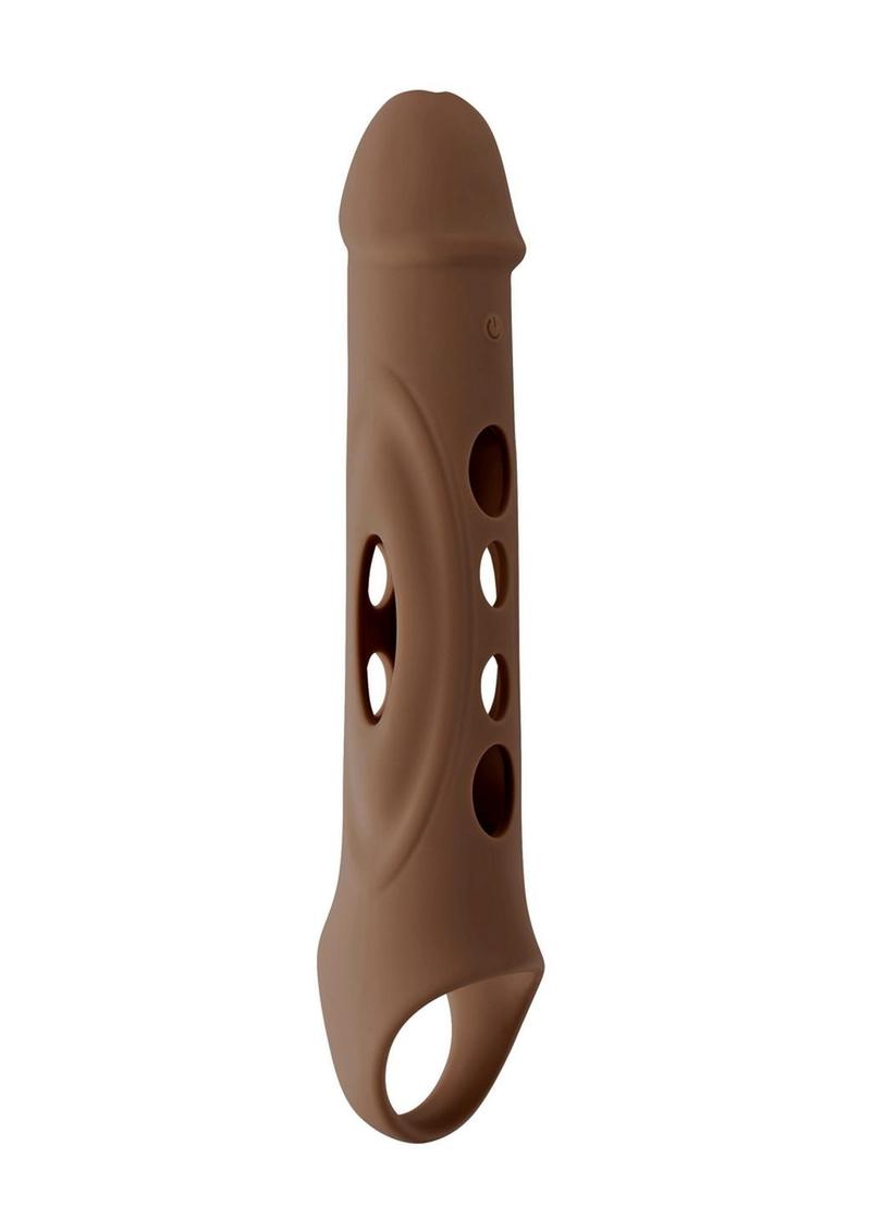 Zero Tolerance Big Boy Extender Rechargeable Silicone Penis Extension with Remote - Chocolate