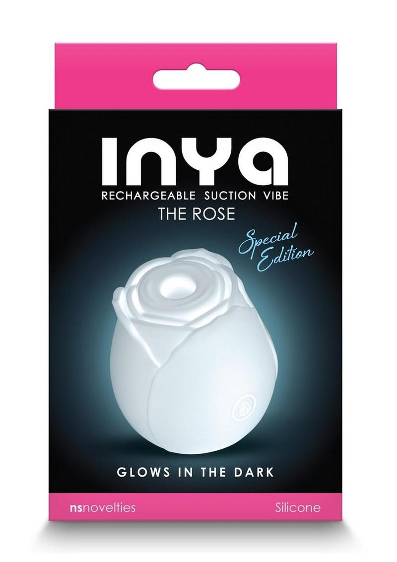Inya The Rose Silicone Rechargeable Glow in the Dark Clitoral Stimulator - White